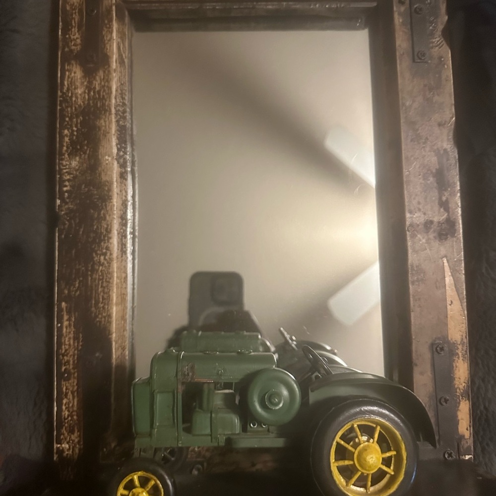 Vintage mirror with tractor